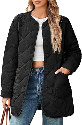 Women's Lightweight Quilted Puffer Jacket Button Down Coat