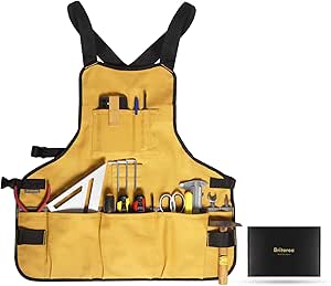 Canvas Work Tool Apron with 21 Pockets and Magnetic Strips