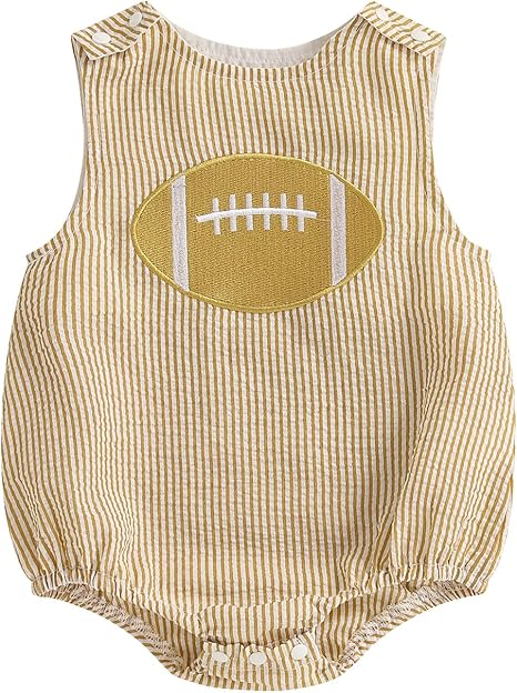 Baby Boy Football Bubble Romper Sleeveless Bodysuit