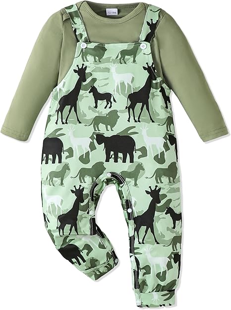 Newborn Baby Boy Clothes Outfits Infant Stripe Animal Romper Denim Jeans Jumpsuit Overalls