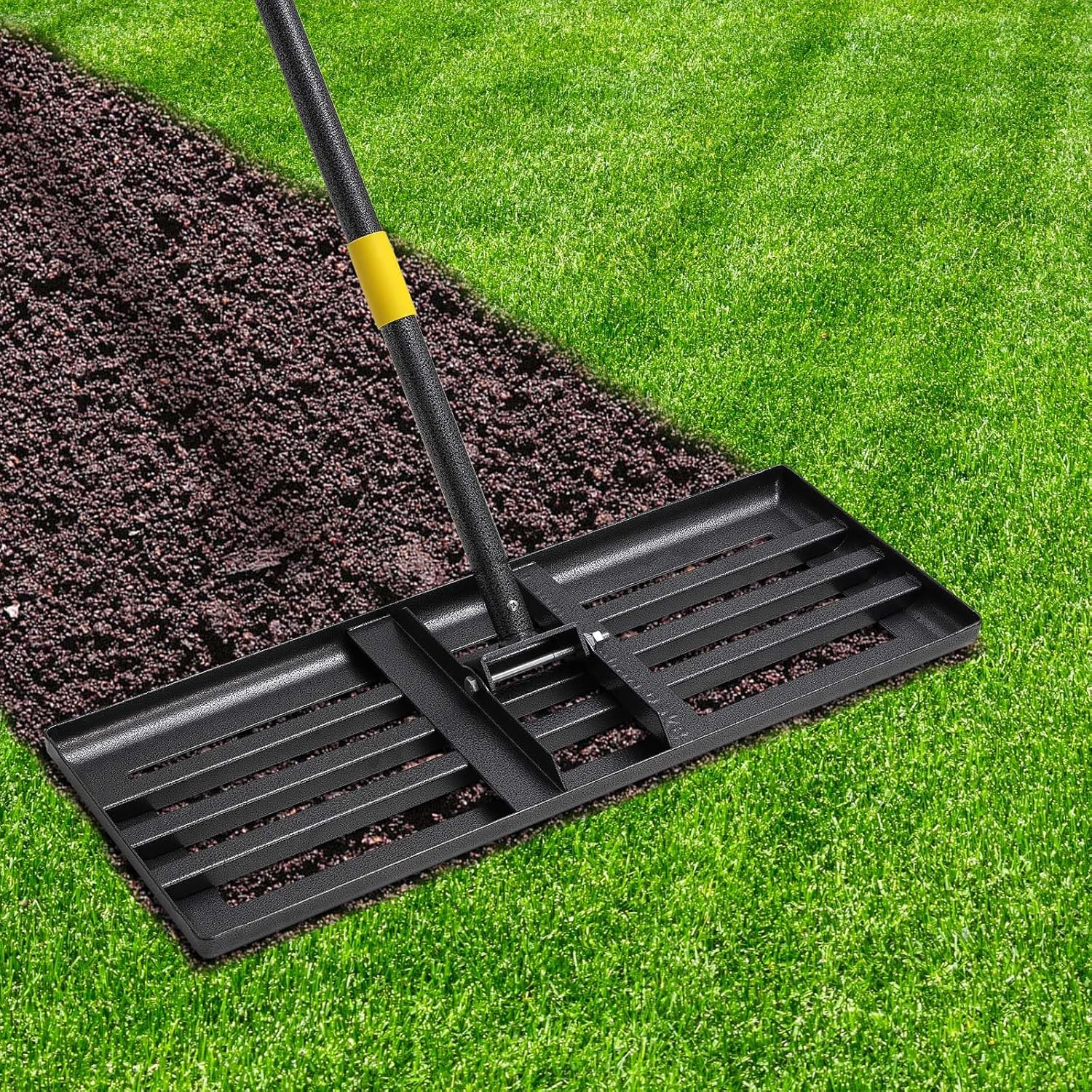 Lawn Leveling Rake with 6 FT Adjustable Handle