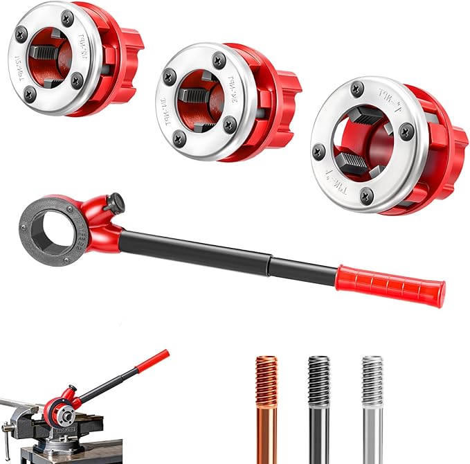 Manual Ratchet Pipe Threader Kit with 3 NPT Dies