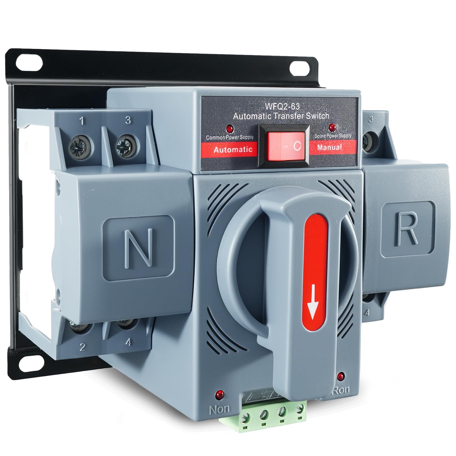 AC110V 6–63A Dual Power Transfer Switch, 2Pole ATS Automatic/Manual Changeover Transfer Switch