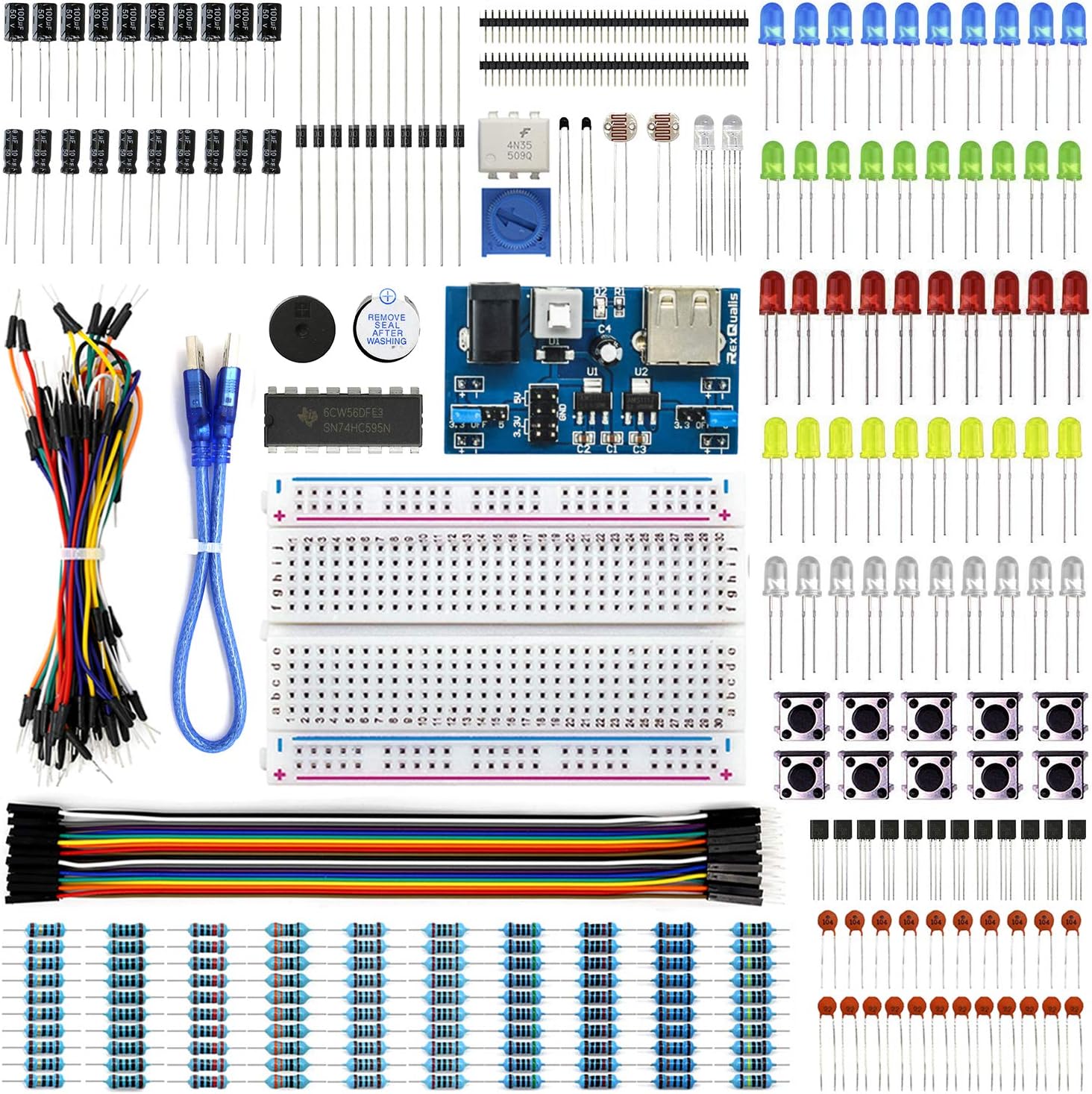Electronics Starter Kit with Breadboard, Power Supply, and 300+ Components