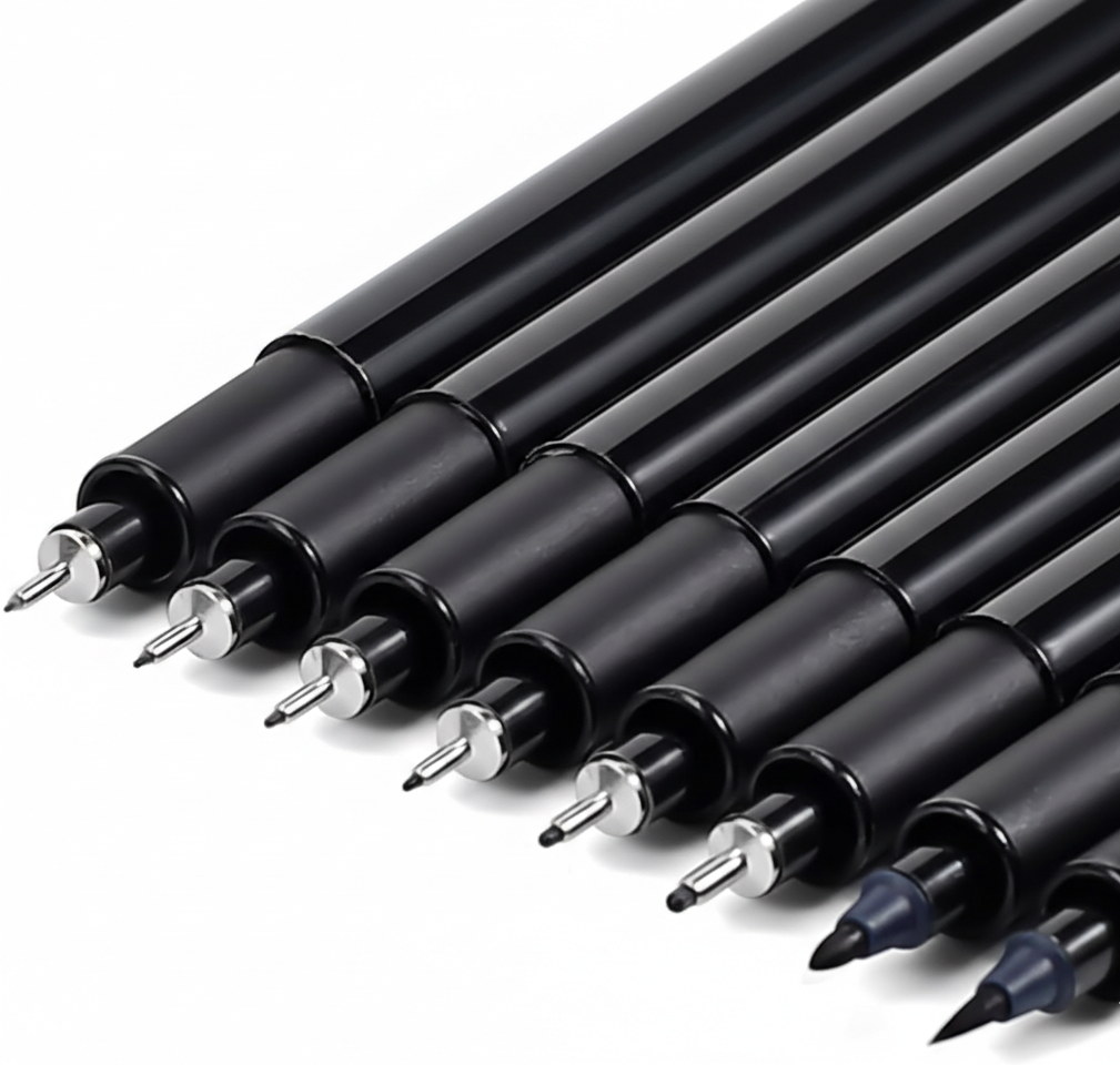 Micro Fineliner Drawing Art Pens: 8 Black Fine Line Waterproof Ink Set