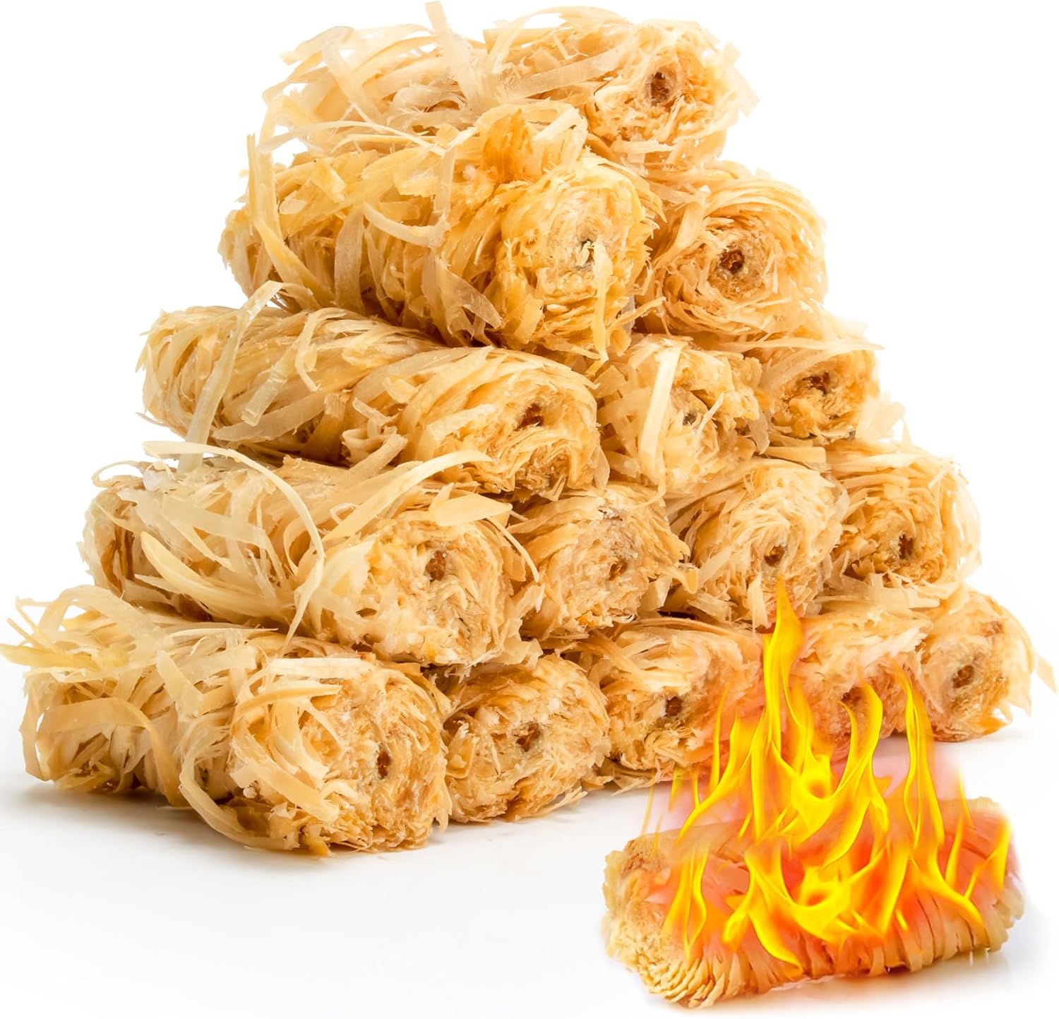 15PCS Quick Ignite Fire Starter Rolls for Fireplace
