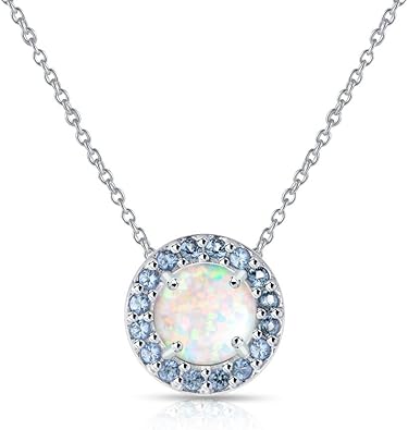 Gemstone Round Halo Necklace