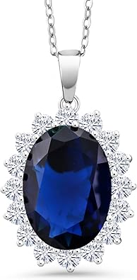 Blue Simulated Sapphire Pendant Necklace