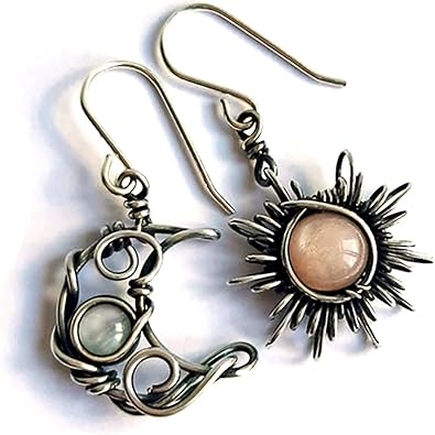Bohemian Celestial Sun Moon Drop Earrings