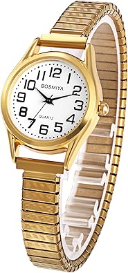 Women's Gold Stretch Band Analog Watch