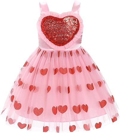 Toddler Girls Pink Heart Tulle Dress