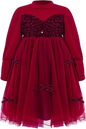 Kids Flower Girls Wedding Party Shiny Sequin Bowknot Dress