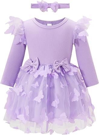 Baby Toddler Girls Tutu Dress with Bowknot & Headband