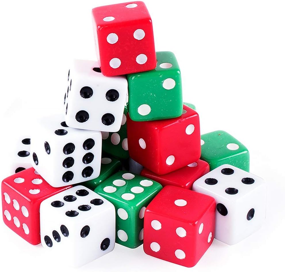 Assorted Colorful Six-Sided Dice Set 18 Pieces