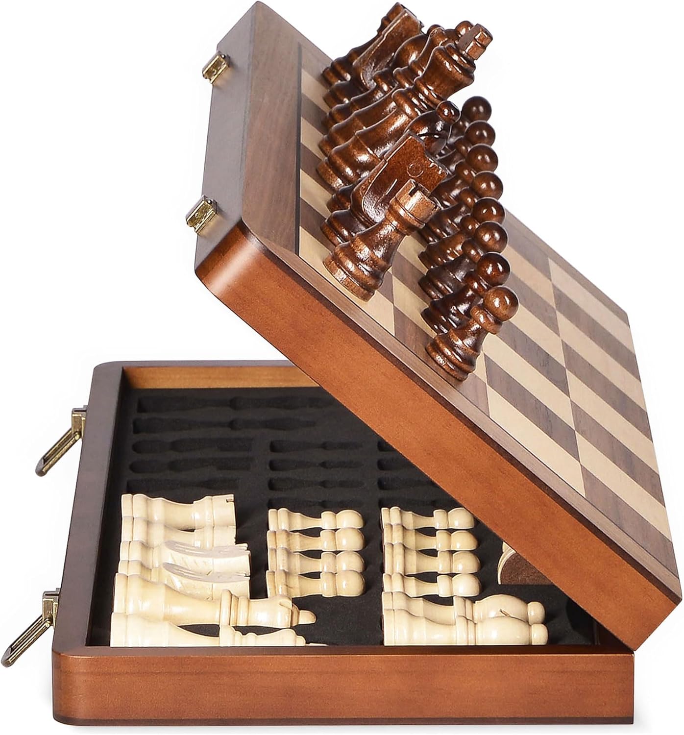 Wooden Chess Set with Magnetic Pieces