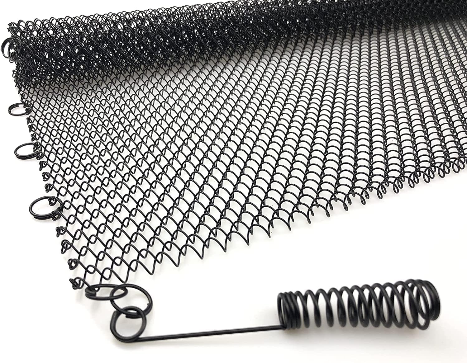 Fireplace Mesh Screen Curtain, Two Panels, Black