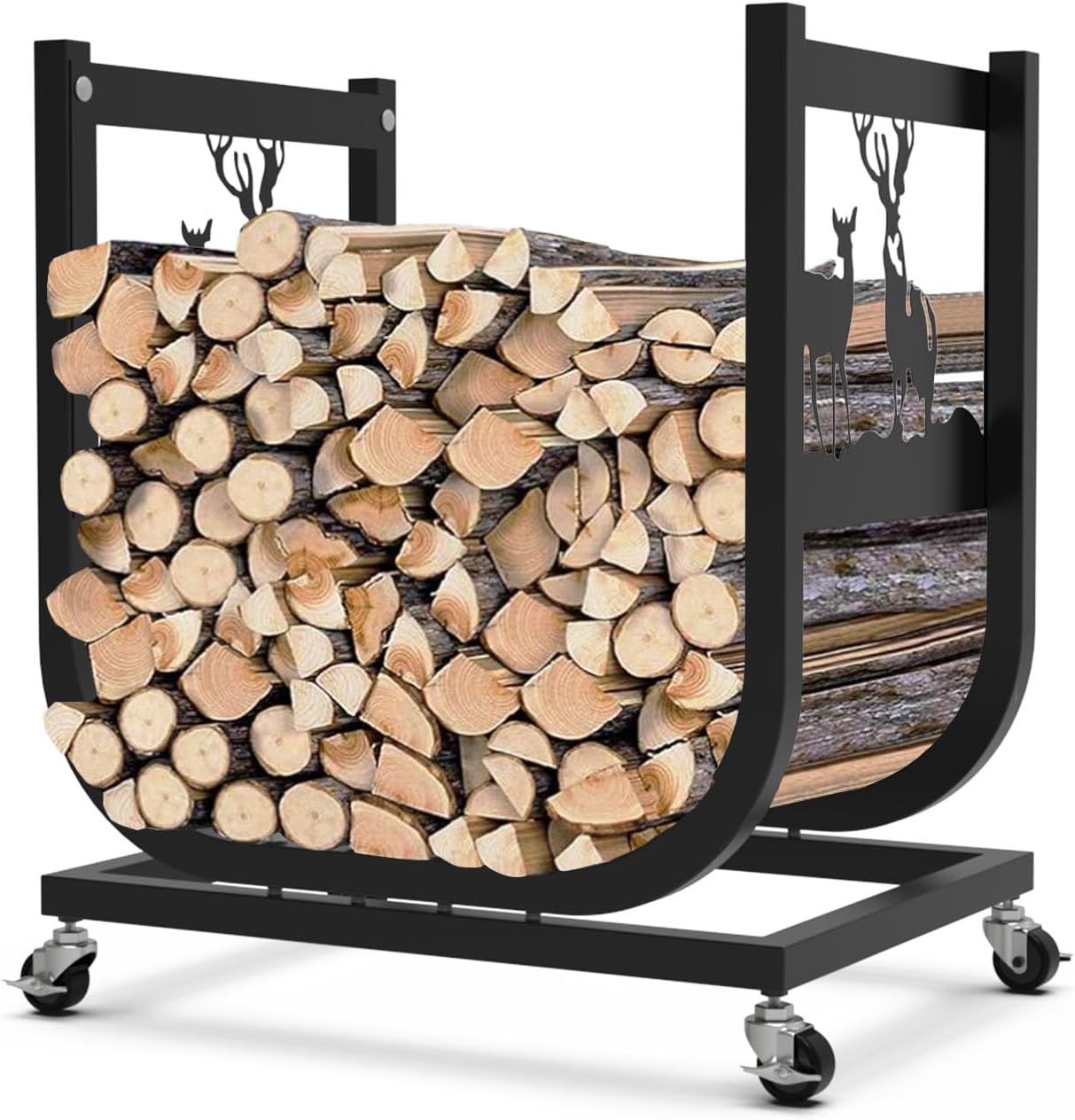 Indoor and Outdoor Firewood Rack with Pulley