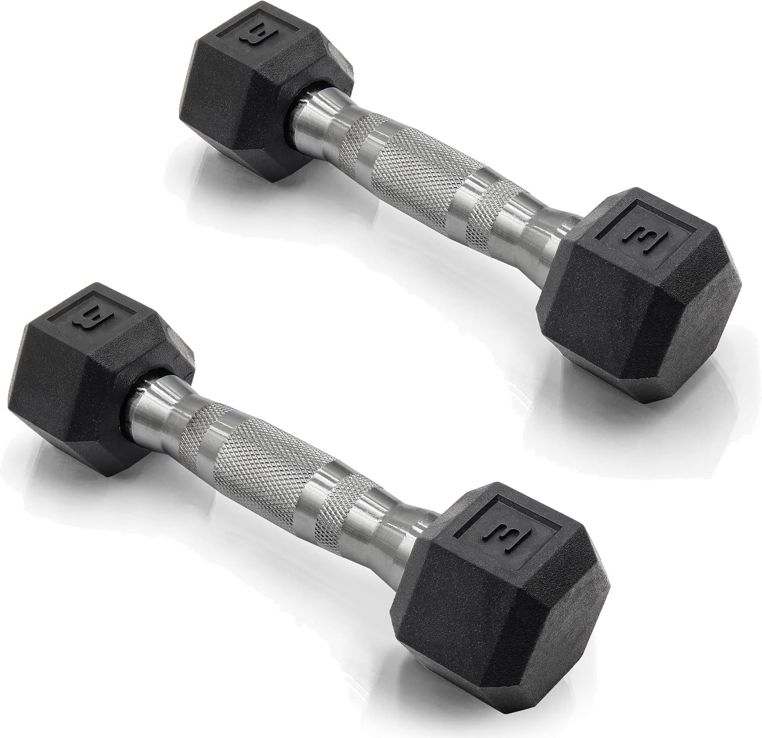 Rubber Coated Hex Dumbbell Hand Weights Pair - 3 pounds