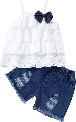 Toddler Girls Summer Ruffle Camisole and Shorts Set
