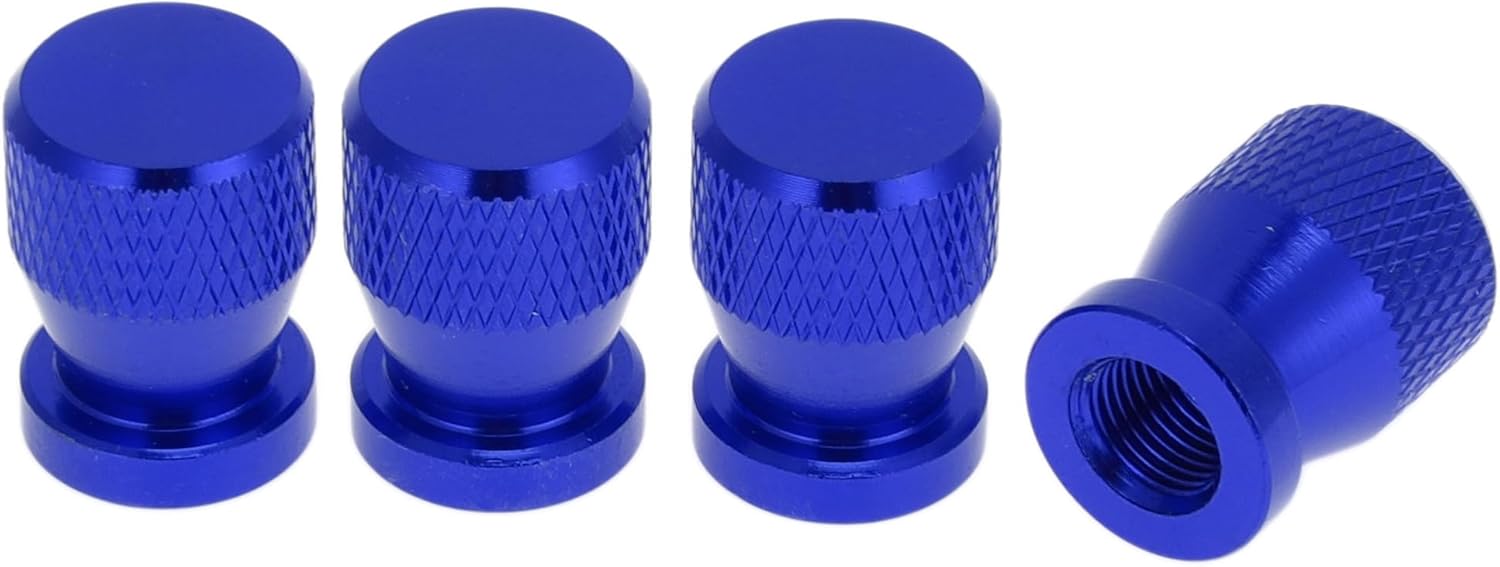 Tire Valve Stem Caps 4 Pcs Blue Aluminum 7x19mm