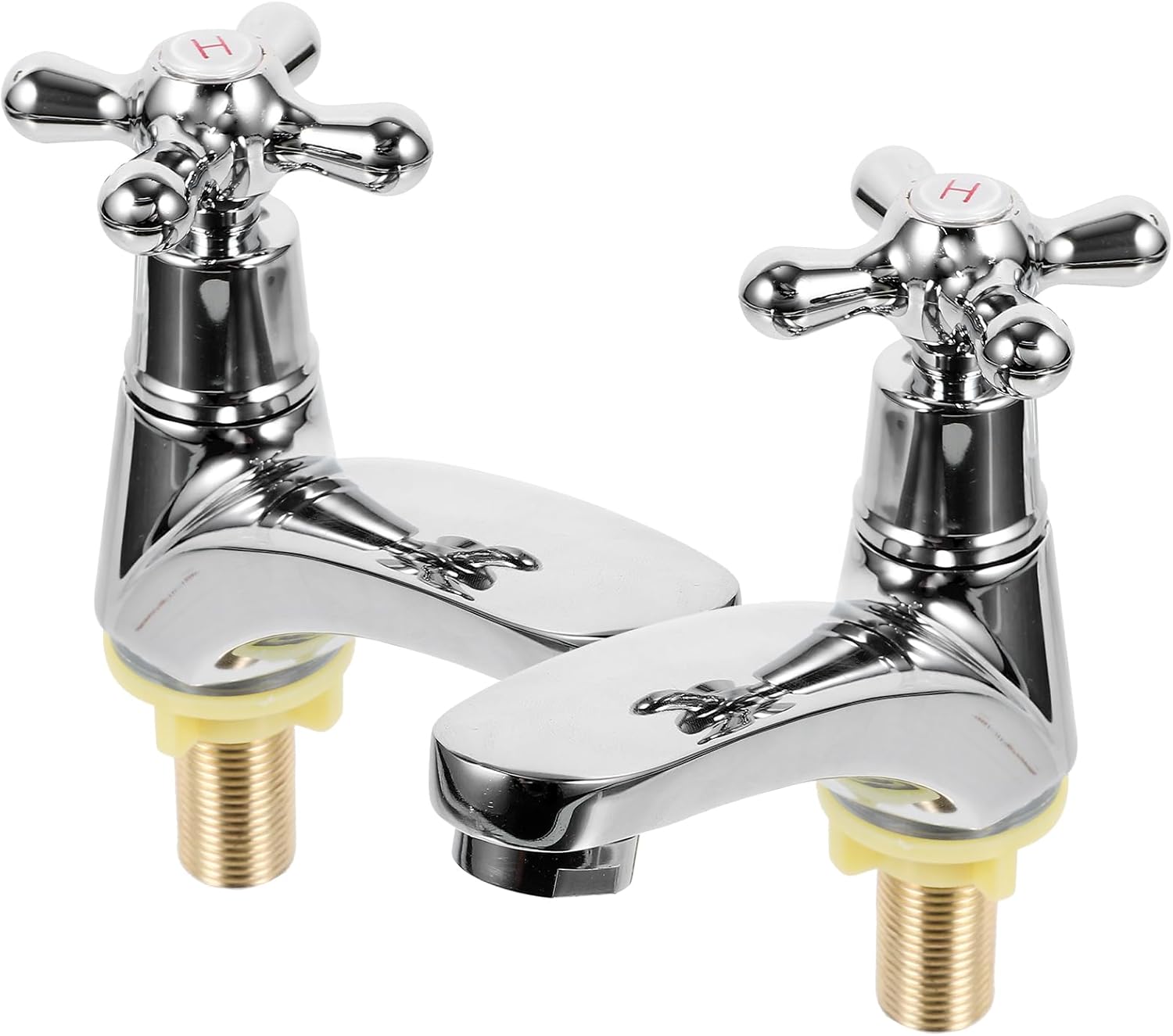 Veemoon 1 Pair Metal Water Tap Replacement Silver Basin Tap