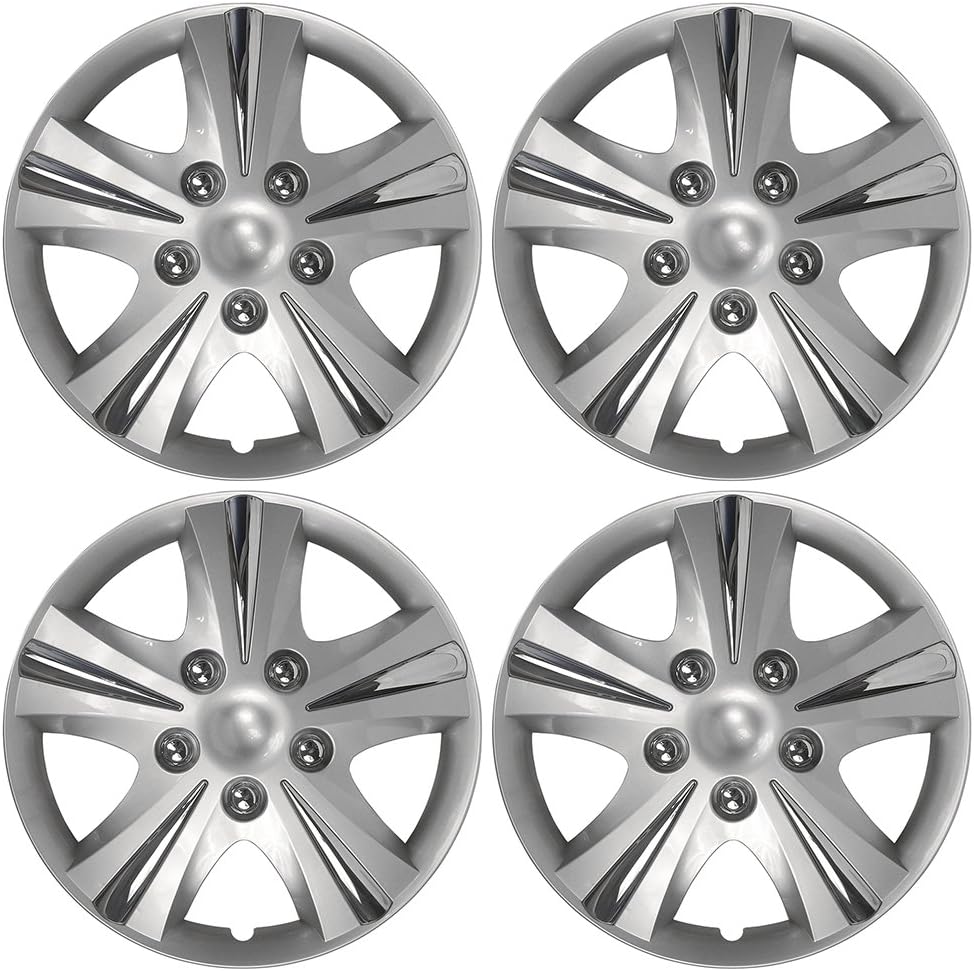 15" Wheel Hub Covers, 4-Pack, Silver/Chrome