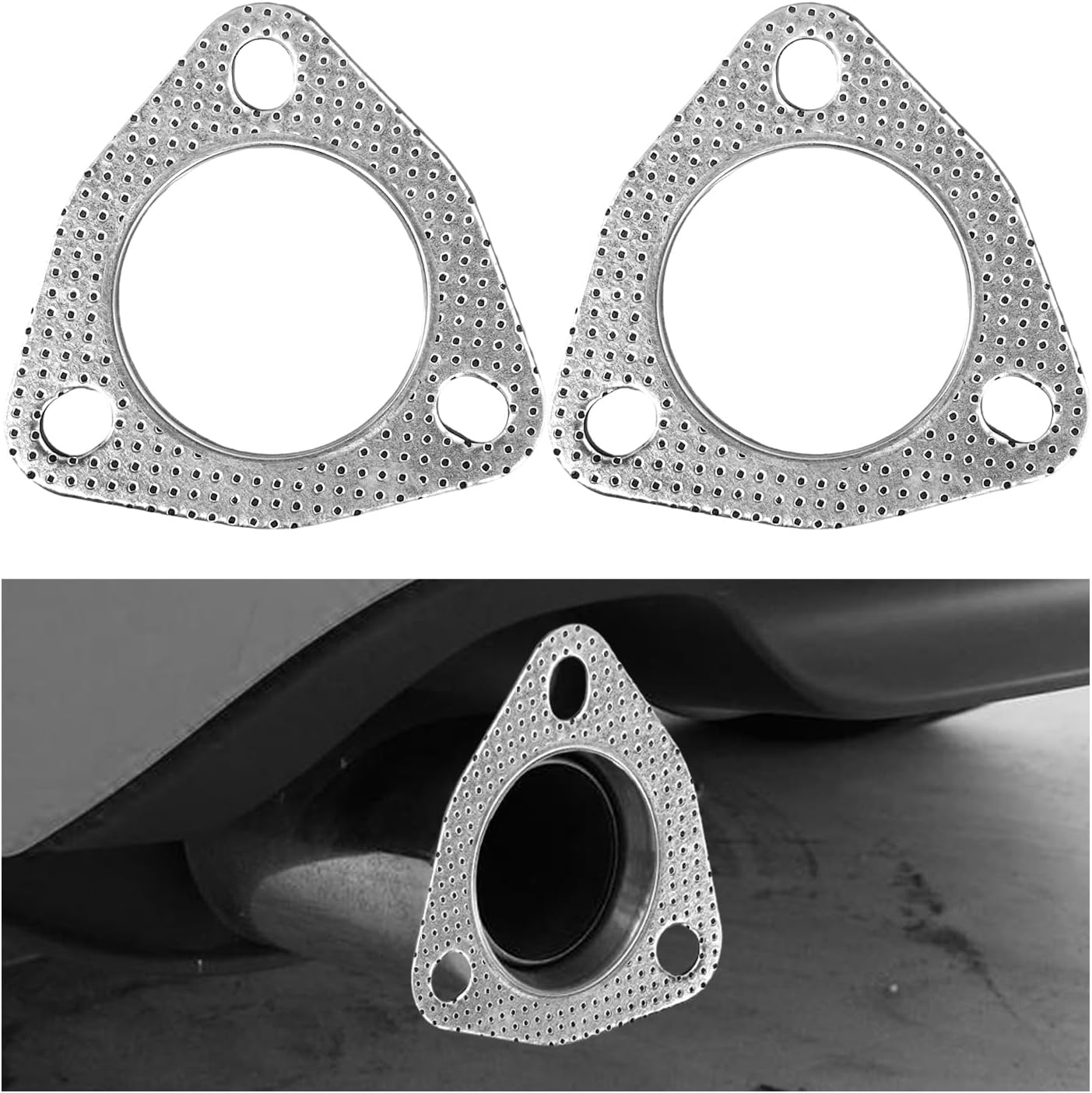 2-Piece 2.5-Inch 3-Bolt Exhaust Flange Gasket – High-Temperature Sealing for Exhaust Systems