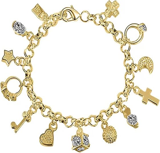 Gold-Tone Charm Bracelet for Women – Elegant Fashion Jewelry Gift