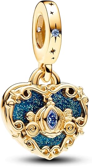 Gold-Tone Pumpkin Carriage Charm – Cubic Zirconia Pendant for Bracelets & Necklaces