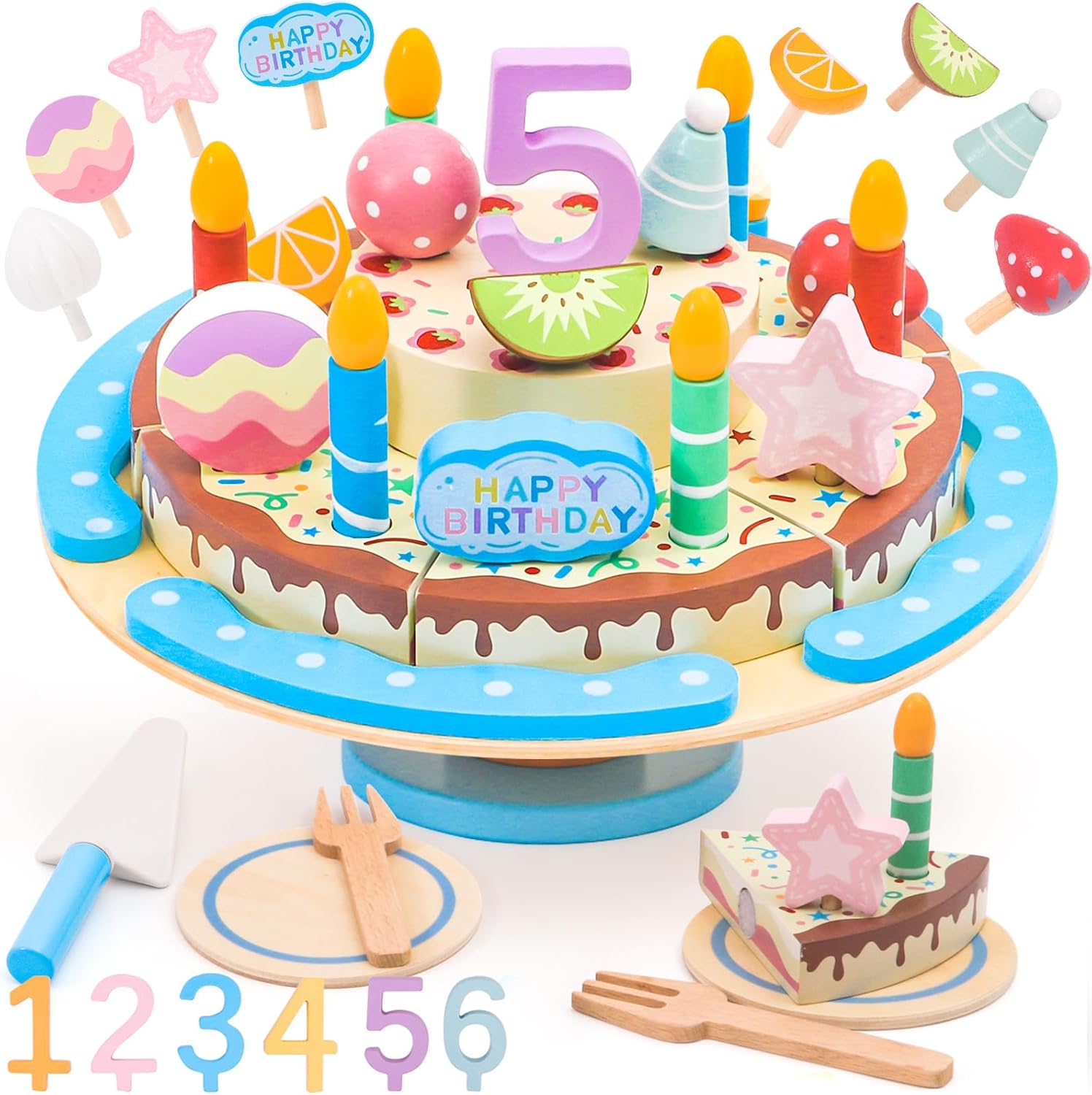 Wooden Birthday Cake Toy Set for Kids