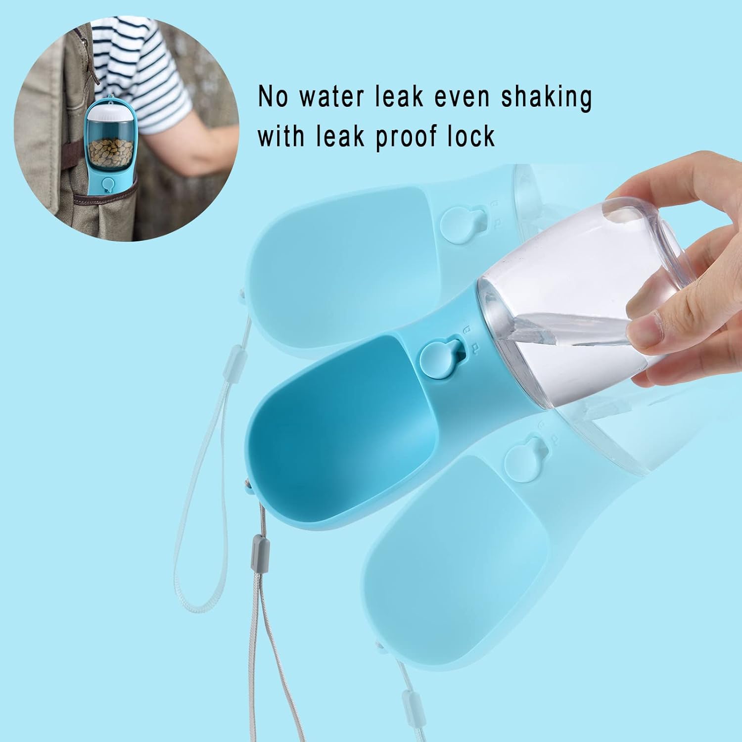 Portable Dog Water Bottle with Food Container for Travel and Walking