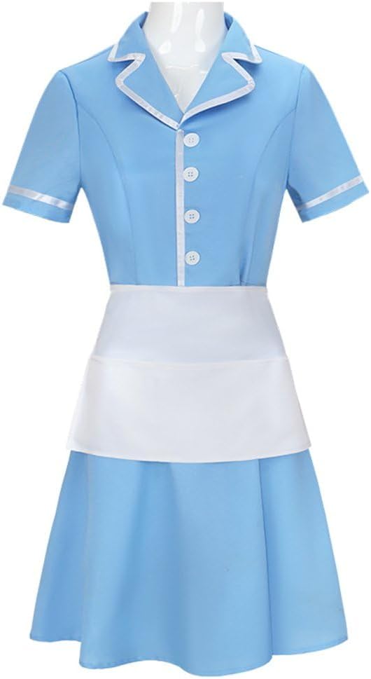 Women's Classic Diner Server Uniform Dress with Apron
