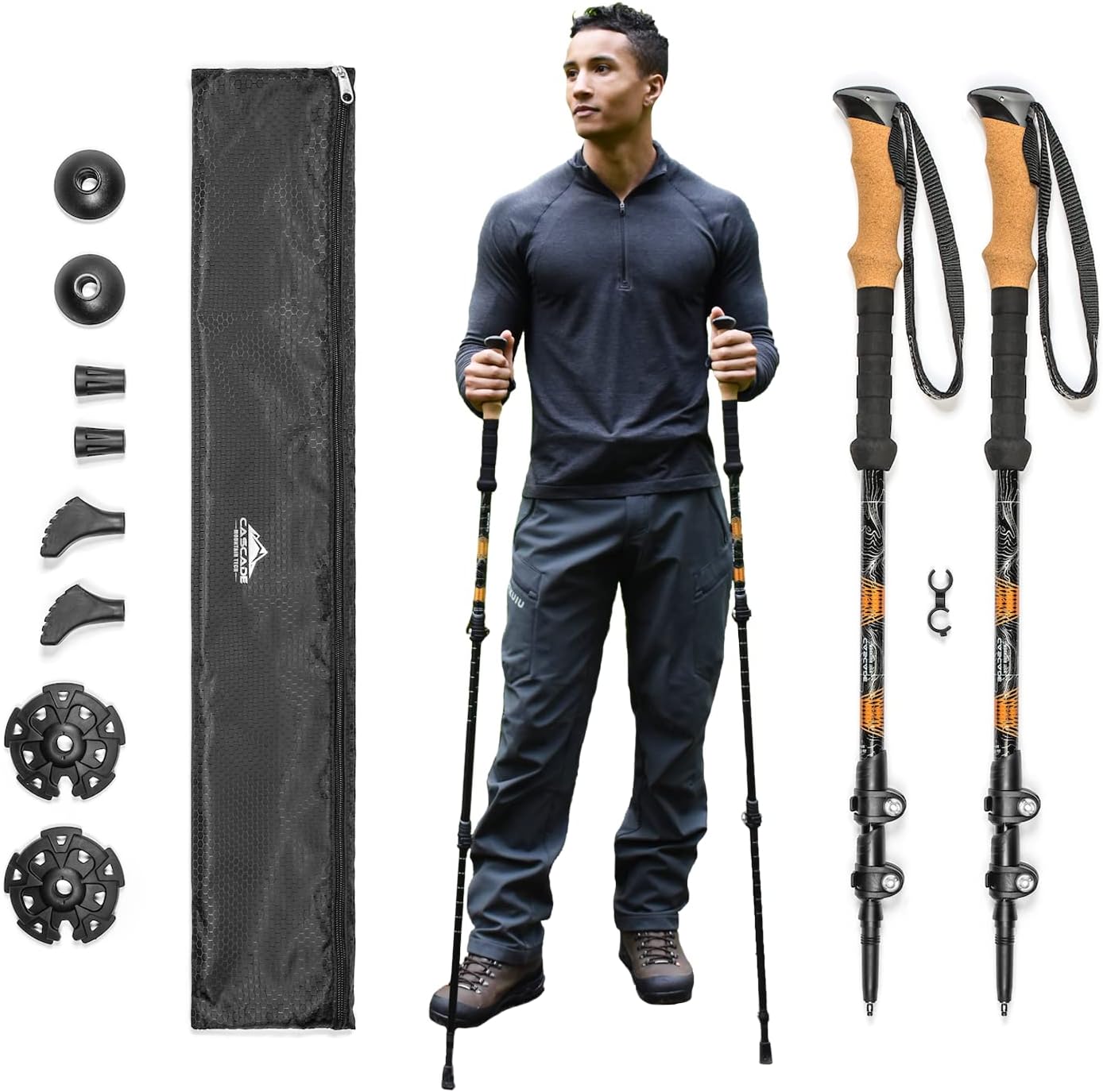 Lightweight Aluminum Trekking Poles with Extended Grip