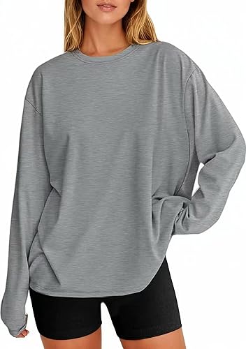 Oversized Long Sleeve Basic Tee for Women – Casual Y2K Style
