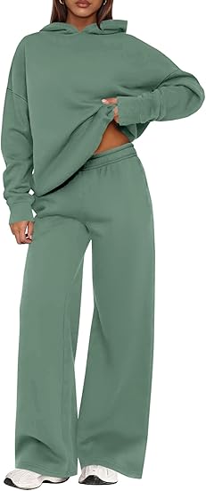 Women's 2 Piece Sweatsuit Set Long Sleeve Hoodie & Wide Leg Sweatpants