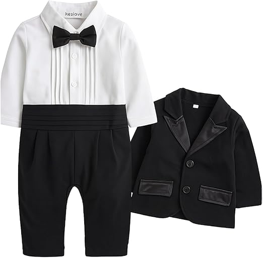Toddler Boy Formal Tuxedo 3-Piece Set with Bow Tie and Blazer
