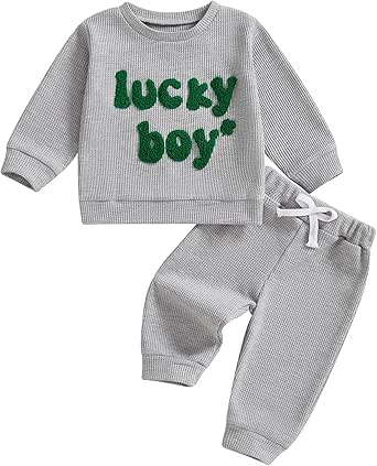 Waffle Knit Sweatshirt and Pant Set for Baby Boys