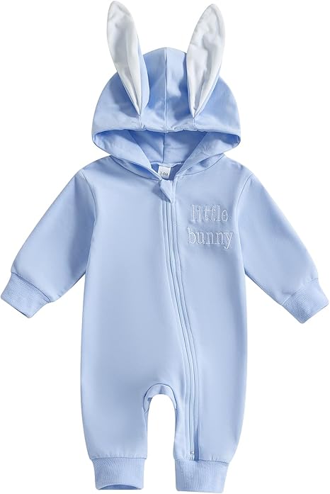 Newborn Baby Easter Bunny Ear Hoodie Romper