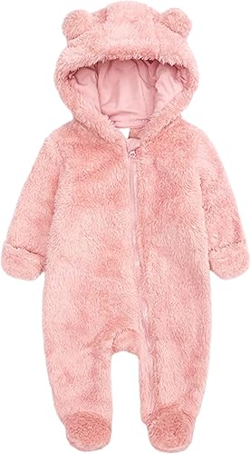 Newborn Winter Fleece Hooded Romper Snowsuit for Infants