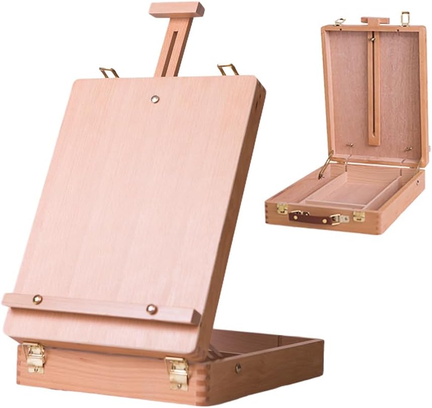 Wooden Adjustable Tabletop Art Easel with Storage