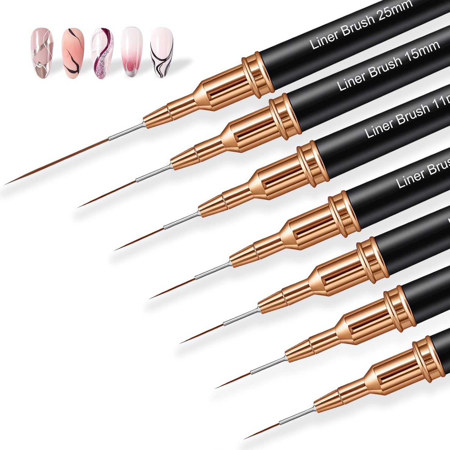 Metallic Nail Art Brush Set 7PCS for Fine Detailing