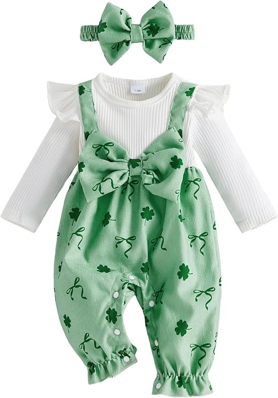 Newborn Baby Girl Long Sleeve Bubble Romper Set