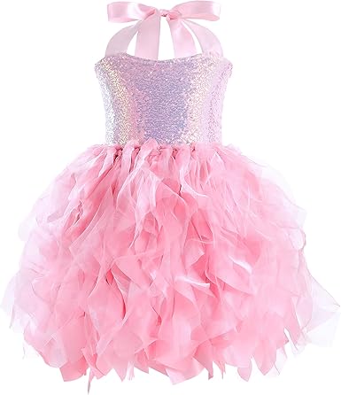 Girls Sparkly Sequin Tulle Tutu Princess Dress