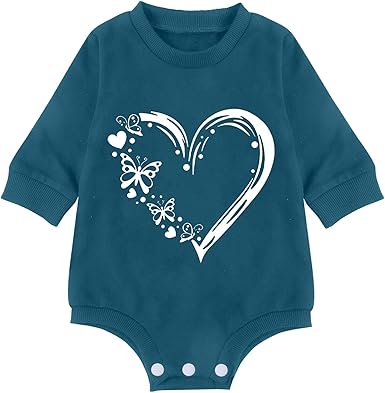 Newborn Baby Heart Butterfly Onesie Long Sleeve Cotton Romper