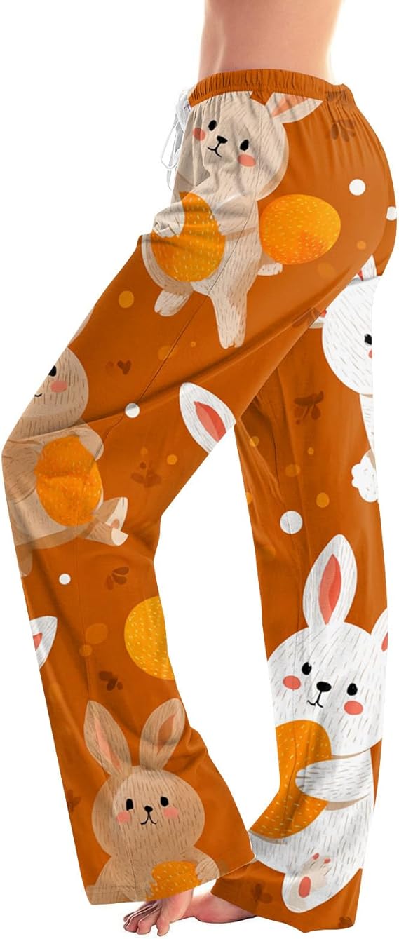Womens Easter Wide Leg Pajama Capri Pants