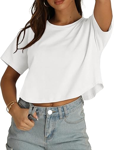 Women's Summer Short Sleeve Crop Top T-Shirt