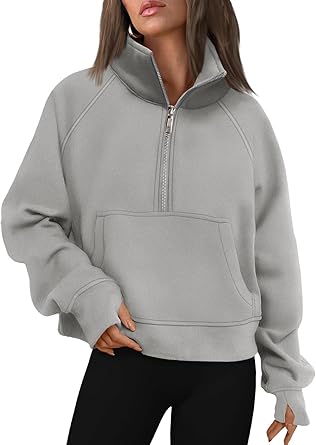 Womens Fleece Half Zip Long Sleeve Sweatshirt