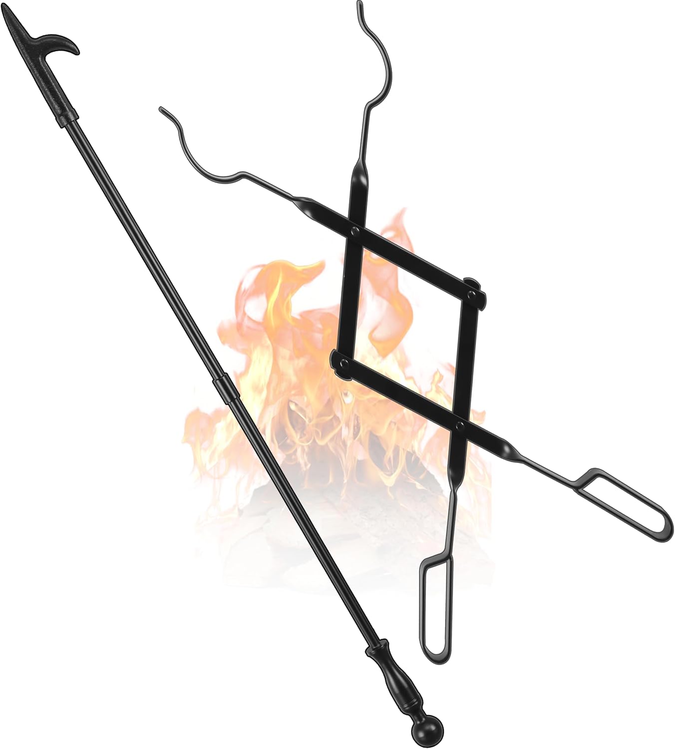 Fireplace Poker and Tongs Set for Indoor and Outdoor Use