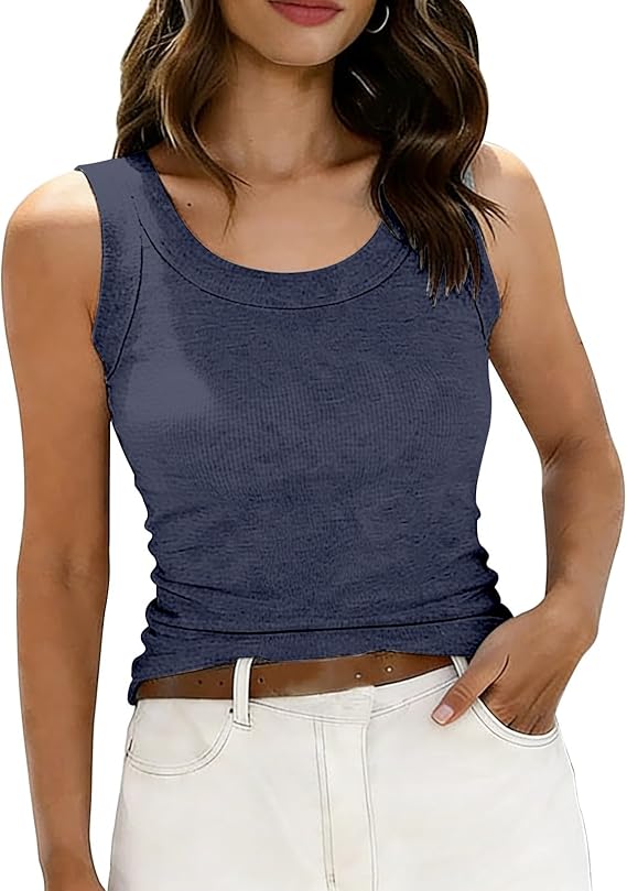 Women's Sleeveless High Neck Ribbed Racerback Tank Top