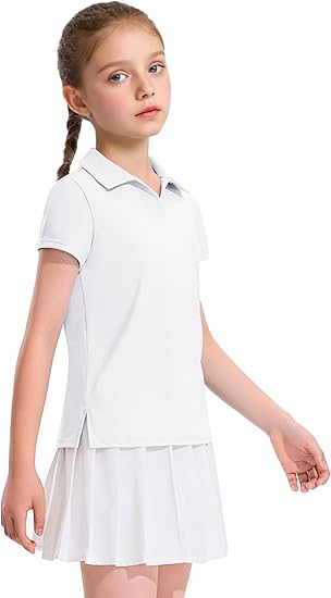 Girls Short Sleeve Polo Shirt Quick Dry Uniform Top